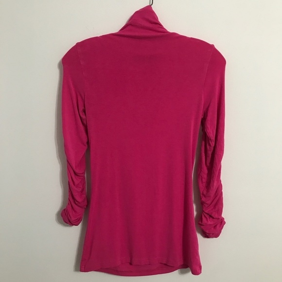 Preenline Hot Pink Turtleneck, Ruching on Back - Picture 1 of 5
